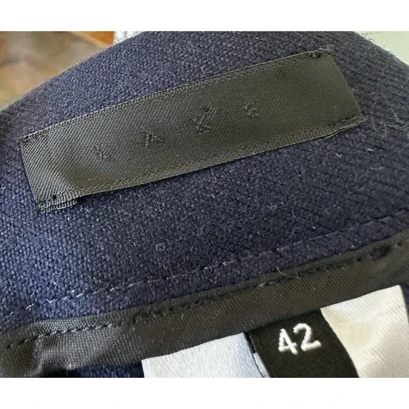 Lake Studio Skirt Midi Ruffle 100% Wool Navy Blue Classic Luxury Sz 42 US 6, M - Picture 7 of 11